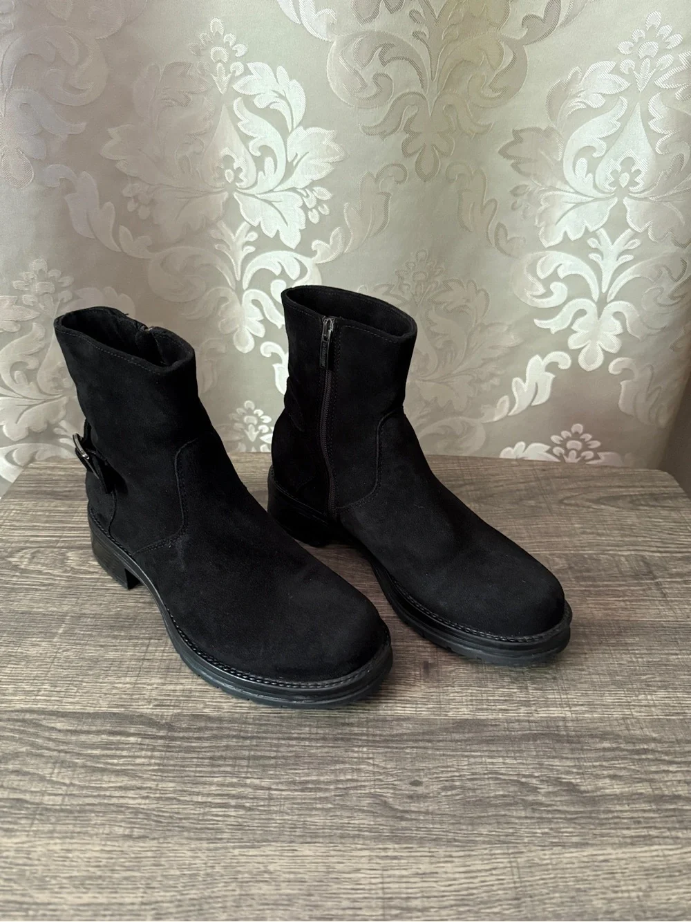 La Canadienne Gavan Waterproof Black Suede Buckle Bootie